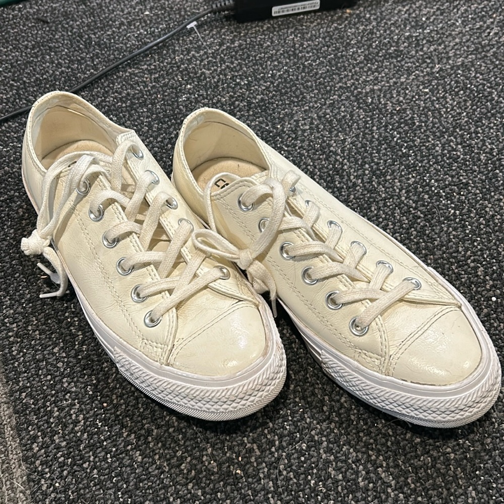 Off white leather converse